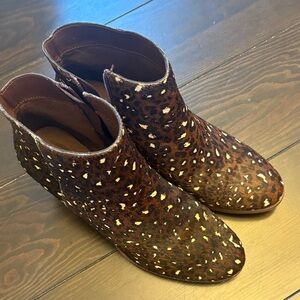 Michael Shannon Brown Leopard Ankle Boots